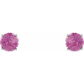 14K White 5 mm Natural Pink Sapphire Stud Earrings